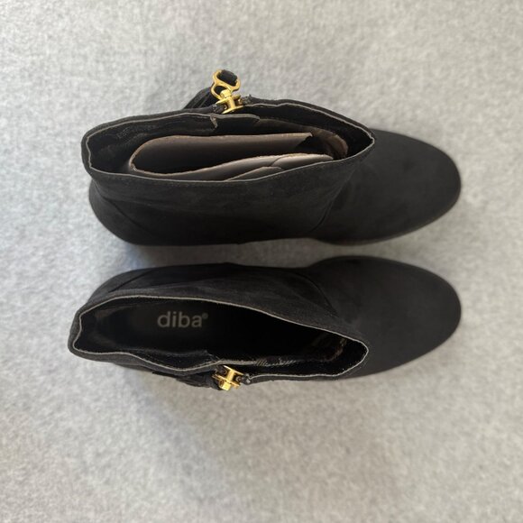 Diba Womens Size 7.5 Black Ankle Boots Booties Gold Side Zipper Low Heel NEW - Picture 11 of 16